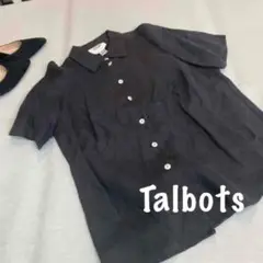 E 1668【100%リネン美品】talbotsタルボットブラックカットソー