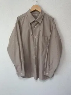 ストライプシャツ GU オープンカラーシャツ　M ベージュ