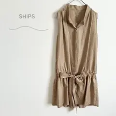 シップス　オールインワン　サロペット　半袖　ショートパンツ　ノースリーブ