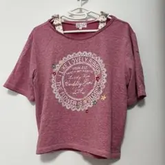 マザウェイズ ピンクプリント Tシャツ 150cm リボン付き