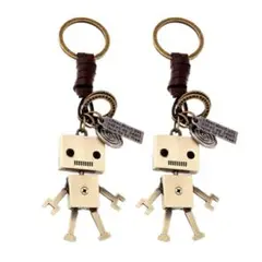 キーホルダー ロボット 2個セット　おしゃれ 可愛い 合金 キーリング