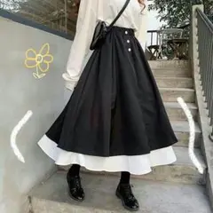 かわいい レディース ロリータ 黒 スカート ロングワンピース14