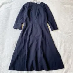【ナチュラルビューティー】ロングワンピース Aライン 7分袖 後ファスナー 34
