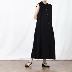 AuieF ノースリーブロングワンピース ブラック