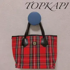 極美品 トプカピ ミニバッグ タータンチェック レザー エンブレム 赤