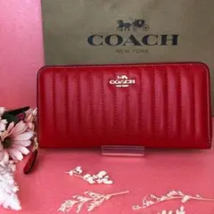 ☆COACH 長財布 レッド キルティング
