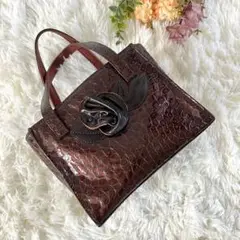 IBIZA⭐️イビザ ハンドバッグ 本革 レザー パイソン 花モチーフ チャーム