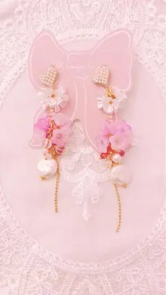 ハートパールピアス॰˳ཻ̊♡