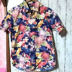 TK タケオキクチ 和柄 鯉 総柄 アロハ シャツ 3 花柄 Lサイズ