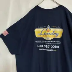 古着 アメリカ古着 Ｔシャツ　ネイビー　企業ロゴ　バックプリント　ヴィンテージ