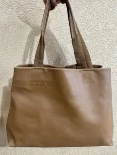 プラダ 本革 トートバッグ ブラウン キャメル