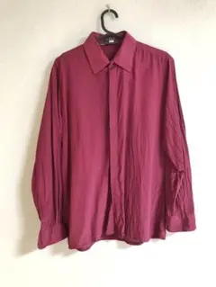 古着 90年代 BOCCI ビンテージ 長袖 比翼仕立て シルクシャツ M