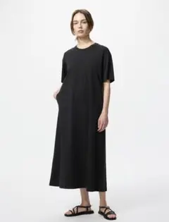UNIQLO エアリズムコットンT 半袖 ワンピース L ブラック