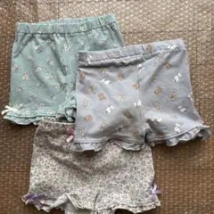 ウサギと花柄フリルハーフパンツセット SS3枚セット
