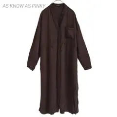 アズノゥアズピンキー シャツワンピース ロング Ｖネック レーヨン100 とろみ