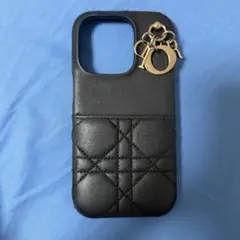 Dior ディオール iPhon14pro ブラックレザーチャーム付き【美品】