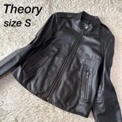 【美品】セオリー ラムレザー シングルライダースジャケット ブラック 高級