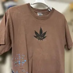アメカジ・ヘンプ柄・ミリタリー柄・プリントTシャツ・ブラウン・Mサイズ