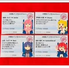 ぼっちざろっく JR東海コラボ　きっぷ風記念カード　コンプリート全4枚