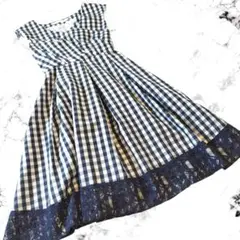 【美品】マーキュリーデュオ　チェック柄　裾レース　ワンピース