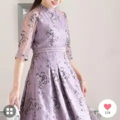 美品 花柄 フラワー レース ワンピース ロングドレス M パーティー 結婚式