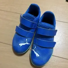 PUMA 青 ベルクロ サッカーシューズ　17cm