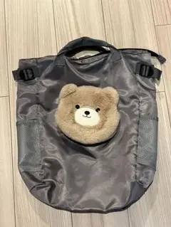 クマの顔付き　グレー　リュック