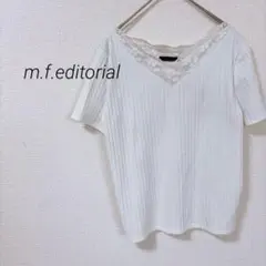 【エムエフエディトリアル】半袖 カットソー リブ レース Vネック 薄手