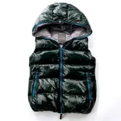 【美品】デュベティカ ダウン ベスト 光沢 大きいサイズ グリーン L