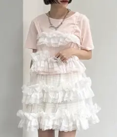 ダブルクローゼット　wcloset レースティアードキャミ ホワイト