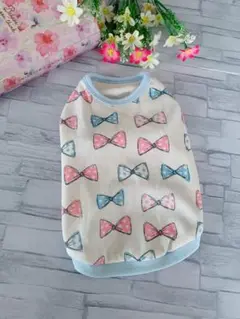 ♡SALE♡ ♯38 ハンドメイド犬服 リボン柄 犬服タンクトップ