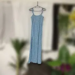 ‼️未使用に近い‼️ユニクロM水色 花柄 キャミワンピース　縦125センチぐらい
