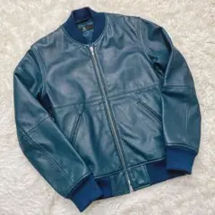 UNITED ARROWS ライダース レザージャケット 牛革 青系 Sサイズ