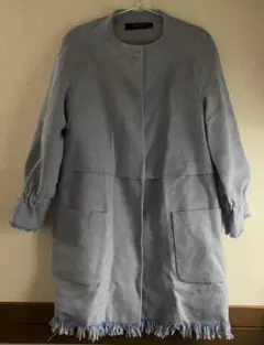 ZARA ノーカラーコート(ライトサックスブルー)