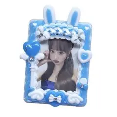 809♡ ホイップデコ　ラメ入りブルー　青　うさ耳魔法ステッキ　うさぎ　天使　羽