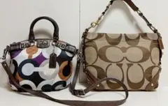 ☆激安☆送料無料☆COACHコーチシグネチャーハンド/セミショルダーバッグ☆