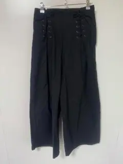 レイカズン　レースアップデザイン 黒 ワイドパンツ