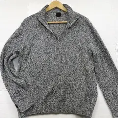 美品　papas パパス　ハーフジップ　ニット　セーター　霜降り　シルク　L