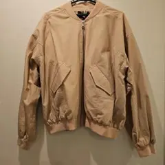 ベージュ ジップアップ オーバーサイズ ボンバージャケット