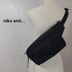 美品 ニコアンド ボディバッグ 収納豊富 ユニセックス ブラック