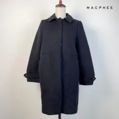 美品 マカフィー ステンカラー ウールロングコート長袖 黒サイズ38*WW520
