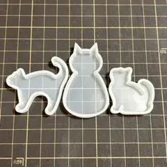 猫3種　シリコンモールド　新品　レジン