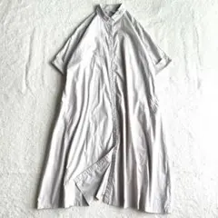 美品 ヤッコマリカルド シャツワンピース ちび襟 ロングワンピース ゆったり