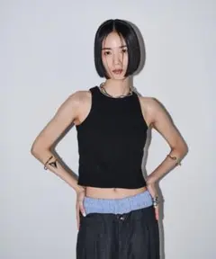 【AIC.】パッド付きカットリブショートアメスリタンクトップ