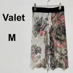 バレット　Valet ロングフレアスカート 【M】　総柄　総ゴム　花柄　シアー感