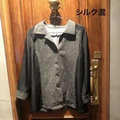美品 Leilian レリアン シャツ ジャケット シルク混 13★37502