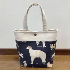帆布 キャンバス トートバッグ ハンドメイド ボルゾイ 犬柄