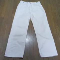 ホワイト デニム ワイドレッグパンツ Lサイズ