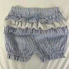 フリル付き青白ストライプパンツ 90サイズ