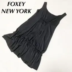 53 【美品】フォクシーニューヨーク ノースリーブ ワンピース 黒 38